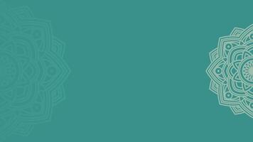 Simple Flat Stylized Sacred Geometry Half Mandala Plain Horizontal Background Design On Teal vector