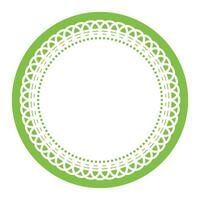 Simple Detailed Light Green Symmetrical Round Ornamental Lace Circle Blank Frame Border Element vector
