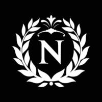 N Letter Logo With Leafy Ornament vector