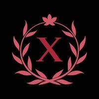 X Letter Logo With Leafy Wreath vector