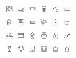 Home appliances and Household items simple line icon set. Editable stroke. icons for website. home symbols, furniture, kitchenware, Home appliances and electronics icons vector