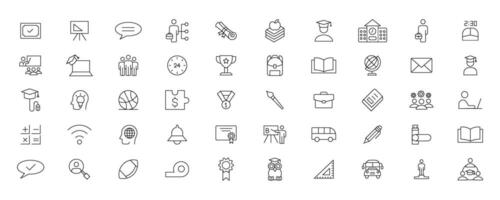 Education and Learning simple thin line icons set. Education, School, Learning, Book, study editable stroke icons vector