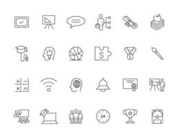 Education and Learning simple thin line icons set. Education, School, Learning, Book, study editable stroke icons vector