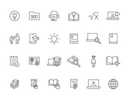 Education and Learning simple thin line icons set. Education, School, Learning, Book, study editable stroke icons vector