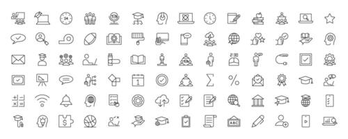 Education and Learning simple thin line icons set. Education, School, Learning, Book, study editable stroke icons vector