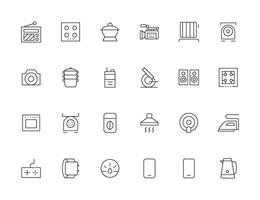 Home appliances and Household items simple line icon set. Editable stroke. icons for website. home symbols, furniture, kitchenware, Home appliances and electronics icons vector