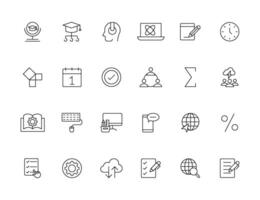 Education and Learning simple thin line icons set. Education, School, Learning, Book, study editable stroke icons vector