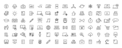 Education and Learning simple thin line icons set. Education, School, Learning, Book, study editable stroke icons vector