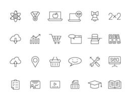 Education and Learning simple thin line icons set. Education, School, Learning, Book, study editable stroke icons vector