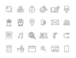 Education and Learning simple thin line icons set. Education, School, Learning, Book, study editable stroke icons vector