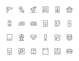 Home appliances and Household items simple line icon set. Editable stroke. icons for website. home symbols, furniture, kitchenware, Home appliances and electronics icons vector