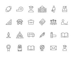 Education and Learning simple thin line icons set. Education, School, Learning, Book, study editable stroke icons vector