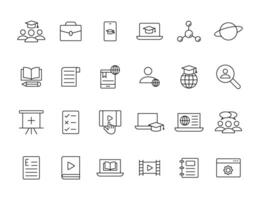 Education and Learning simple thin line icons set. Education, School, Learning, Book, study editable stroke icons vector