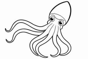 Funny Squid Illustration with White Background Cartoons, Clipart, and Line Art Design, Funny squid with white background cartoon, clipart, and line art design vector