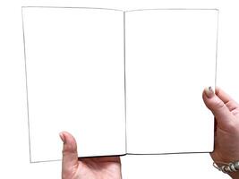 A book with mock up pages on a white isolated background photo