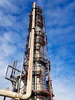 Main rectification column of raw methanol close-up photo