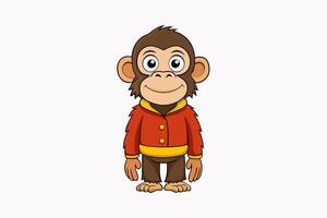 Funny Chimpanzee Illustration Cartoons, Clipart And Line Art on White Background, Funny chimpanzee illustration with white background perfect for cartoons and clipart vector