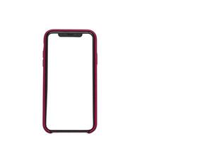 View of the phone screen with a mock up on a white isolated background photo