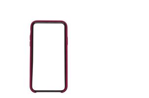 View of the phone screen with a mock up on a white isolated background photo