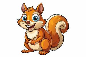 Funny Squirrel Cartoon Illustration with White Background, Funny squirrel cartoon illustration with white background, perfect for clipart and design. vector