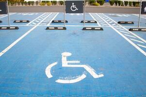 Parking space in the parking lot for the disabled photo