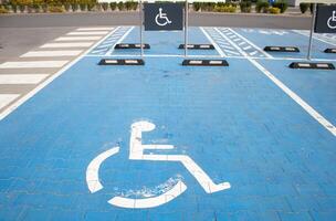 Parking space in the parking lot for the disabled photo