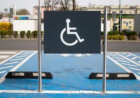 Parking space in the parking lot for the disabled photo