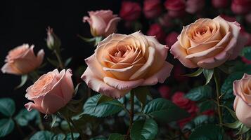 Various roses in different colors photo