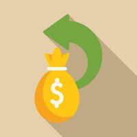Money bag with rotating green arrow showing money circulation vector
