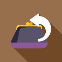 Money back guarantee concept with purse and return arrow vector