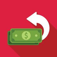 Money bills returning with arrow pointing left symbolizing cashback vector