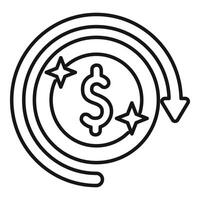 Money circulation with stars and arrow going down representing successful investment strategy vector