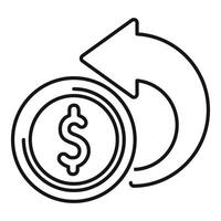 Money turnover icon showing returning funds vector