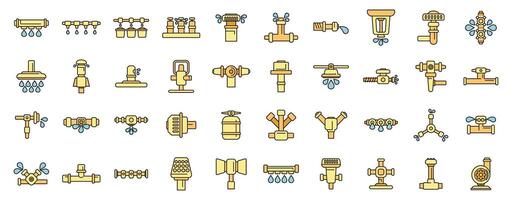 Irrigation system icons set vector color line