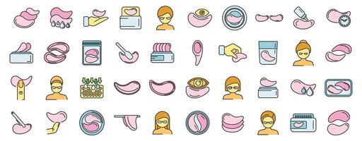 Eye patches icons set vector color line