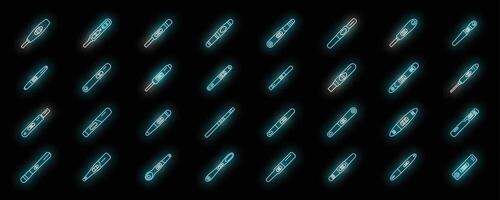 Pregnancy test icons set vector neon