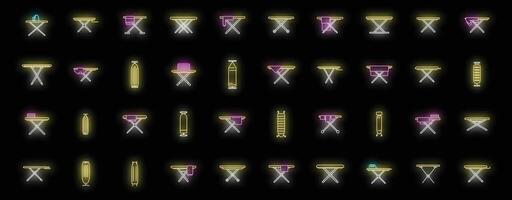 Ironing board icons set vector neon