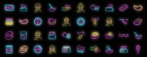 Eye patches icons set vector neon