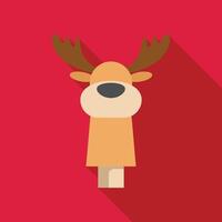Cute reindeer puppet character posing on red background vector