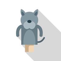 Grey dog hand puppet posing with long shadow vector
