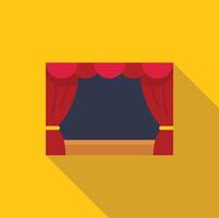 Red stage curtain with golden tassels framing empty stage with yellow background vector