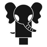 Black and white elephant head turning into a trunk icon simple style vector