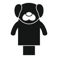 Black dog hand puppet standing on stage vector
