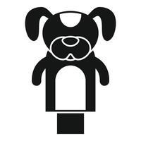 Cute puppy finger puppet posing on white background vector