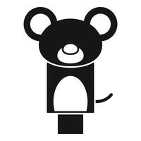 Black and white mouse toy standing on a base icon vector