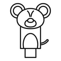 Cute mouse hand puppet standing with tail outlined vector