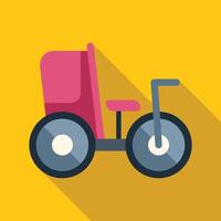 Pink cycle rickshaw taxi public transportation icon vector