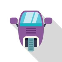 Front view of purple scooter illustration with long shadow vector