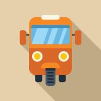 Orange auto rickshaw front view with long shadow vector