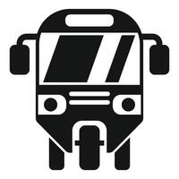 Tuk tuk front view, three wheeler taxi icon, asian transport symbol vector